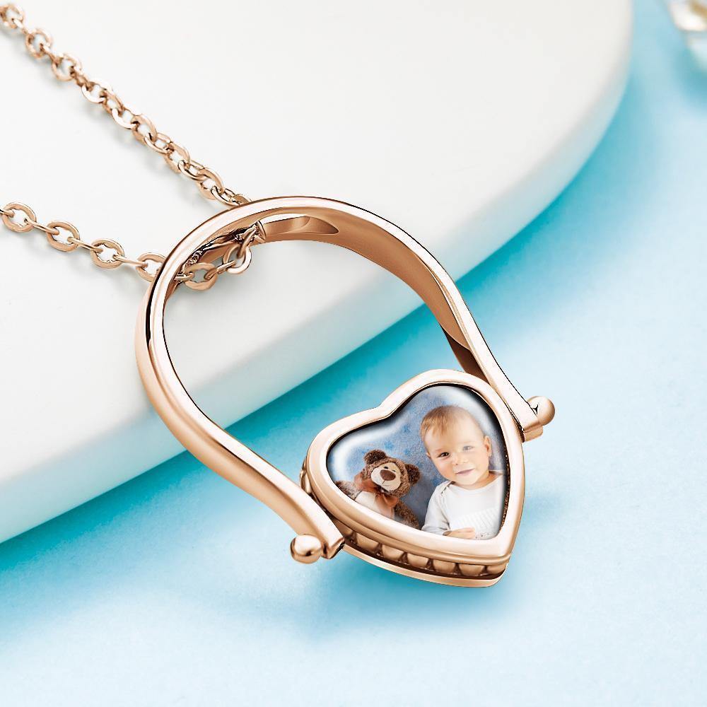 Photo Necklace, Photo Ring Gifts Dual-use (Ring Size 7#) 14k Gold Plated - soufeelus