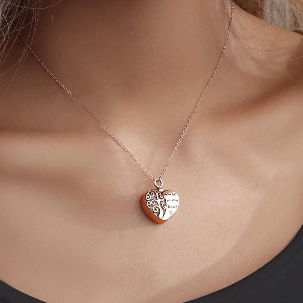Urn Necklace Custom Necklace Cremation Jewellery Memorial Gifts Rose Gold Plated - soufeelus