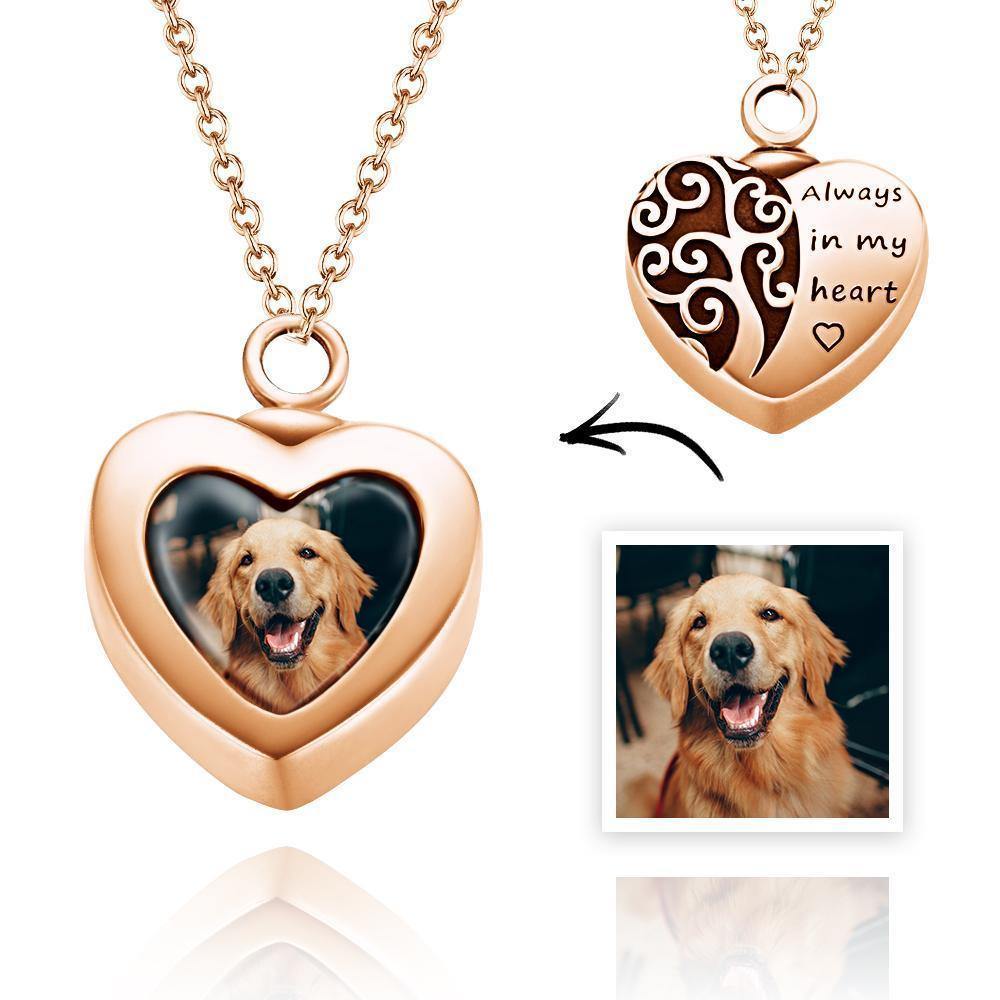 Urn Necklace Photo Necklace Cremation Jewellery Memorial Gifts Rose Gold Plated - soufeelus