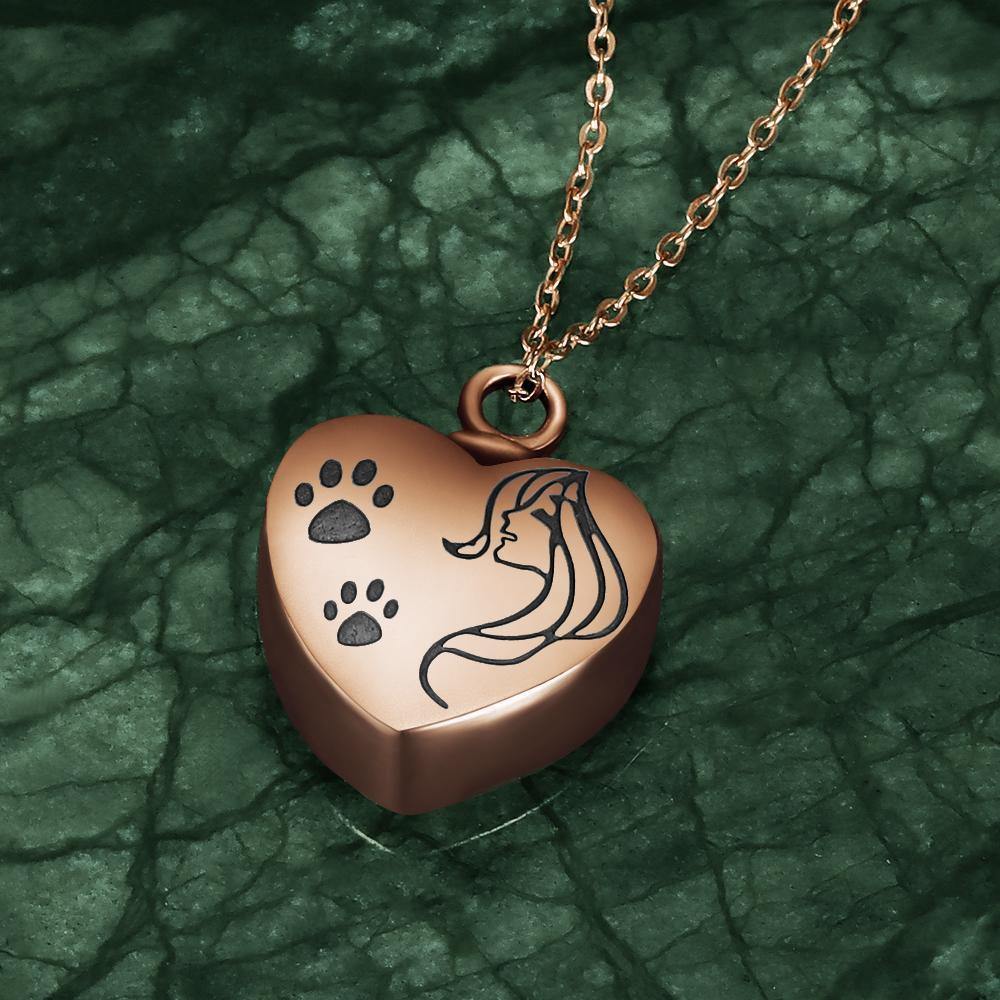 Urn Necklace Custom  Necklace Cremation Jewellery Memorial Gifts for Pets Rose Gold Plated - soufeelus