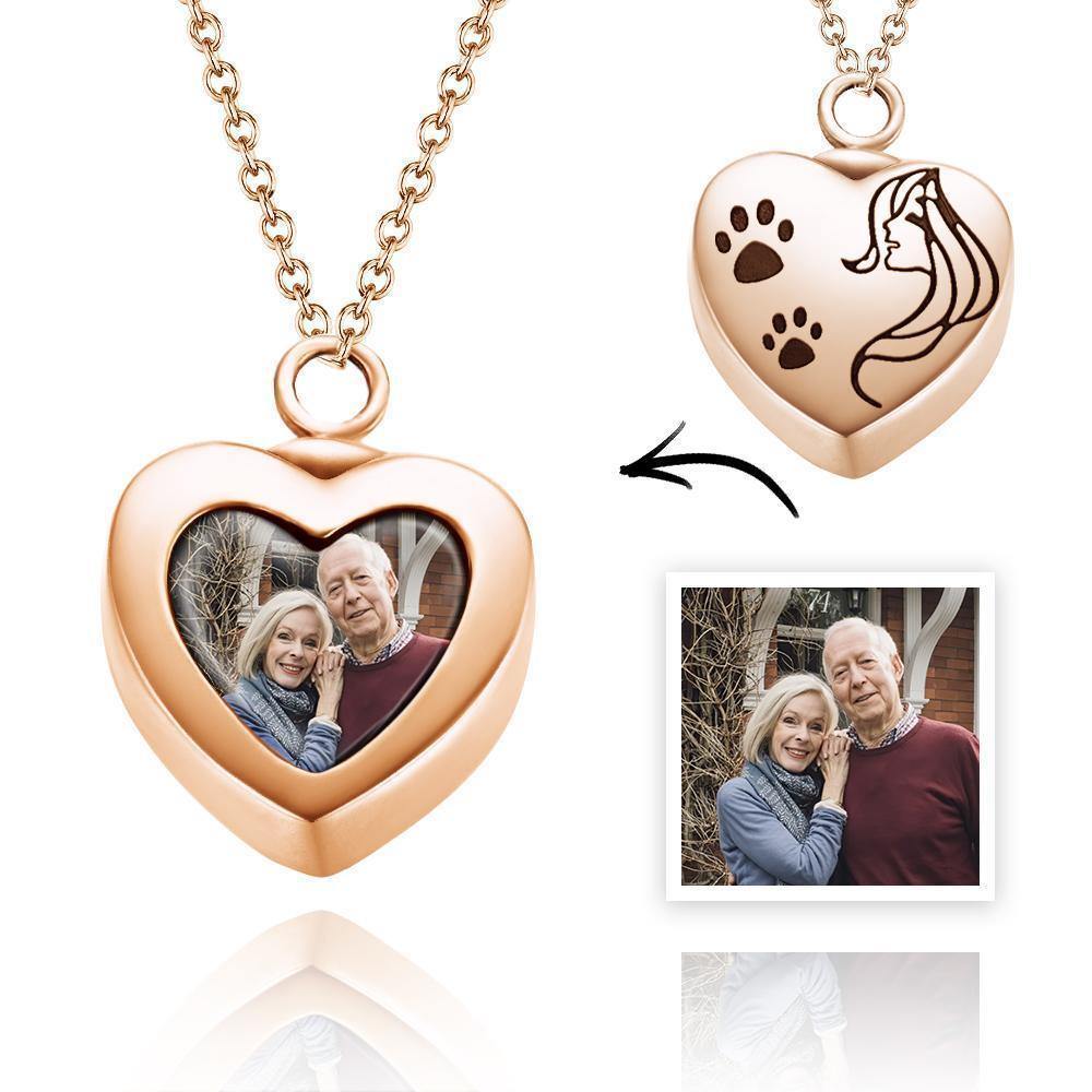 Urn Necklace Custom  Necklace Cremation Jewellery Memorial Gifts for Pets Rose Gold Plated - soufeelus