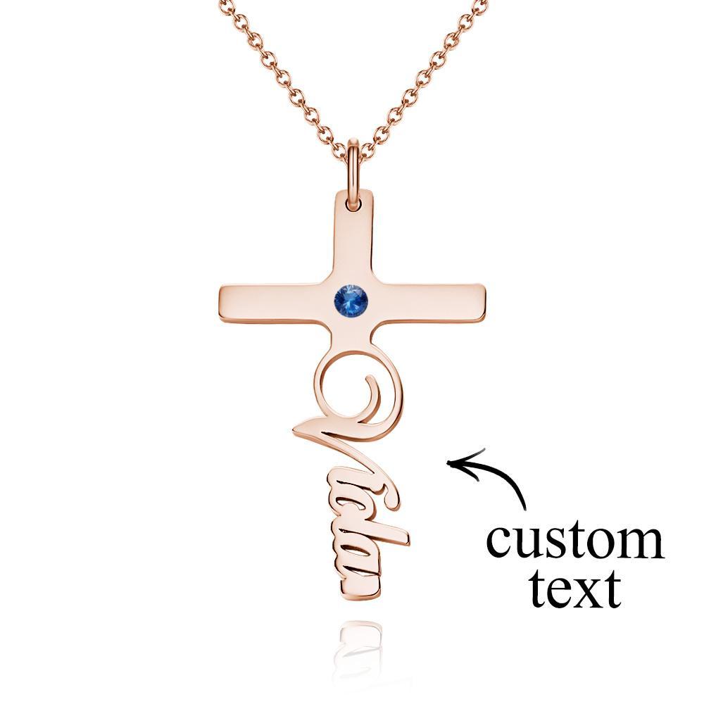 Your Belief Cross Personalized Name Necklace with Birthstone Name Plate Jewelry - soufeelus