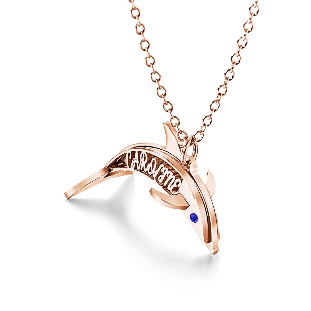 "Eye of the Dolphin" Personalized Birthstone Necklace Personalized Name Necklace for Valentine's Day - soufeelus