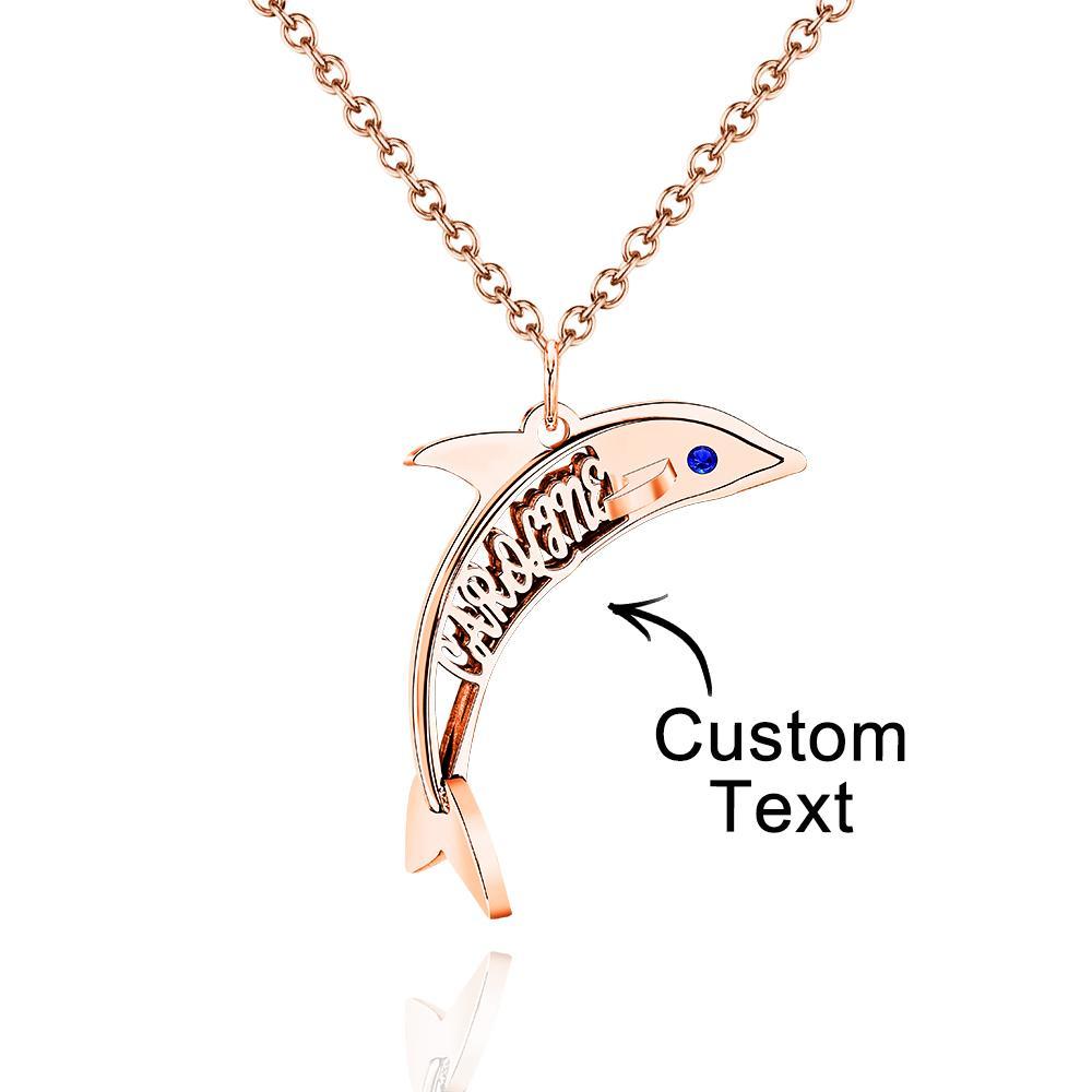"Eye of the Dolphin" Personalized Birthstone Necklace Personalized Name Necklace for Valentine's Day - soufeelus