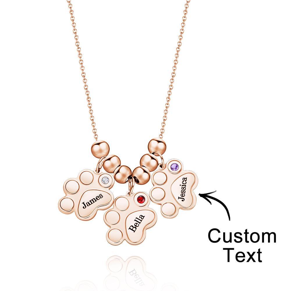 Custom Birthstone Engraved Necklace Foot Fun Pet Gifts -