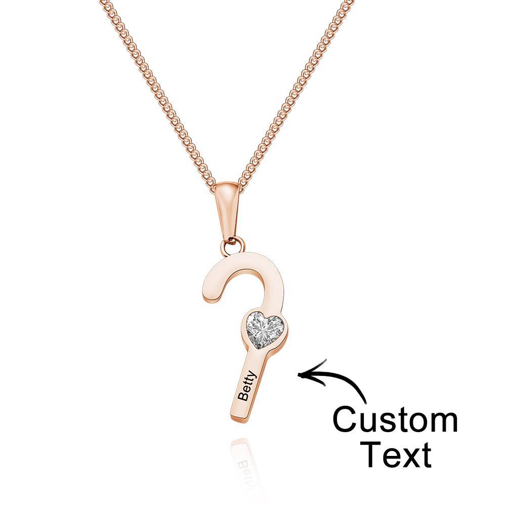 Custom Birthstone Engraved Necklace Santa's Cane Creative Gifts -
