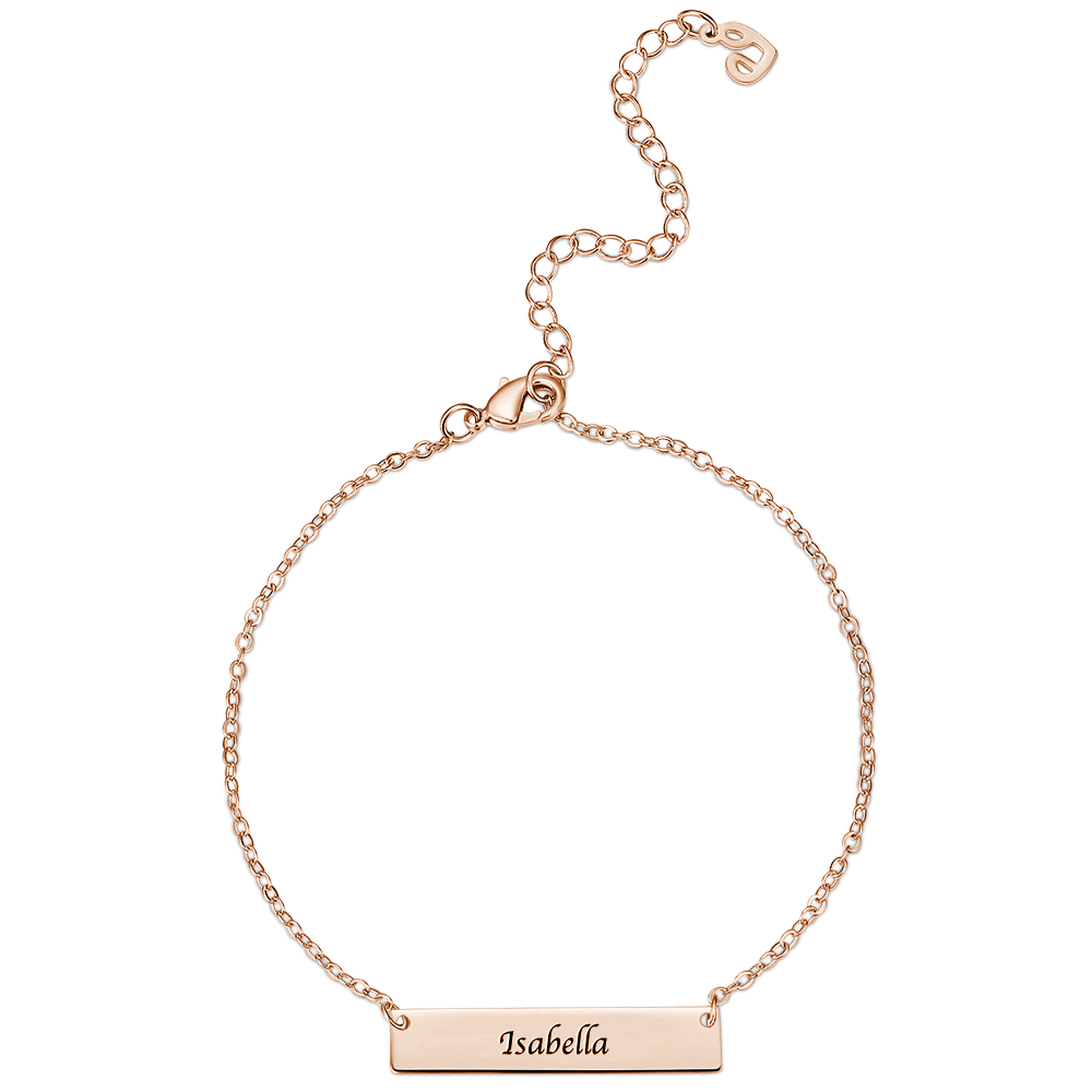 Children's Engraved Bar Anklet Rose Gold Plated - Length Adjustable - soufeelus