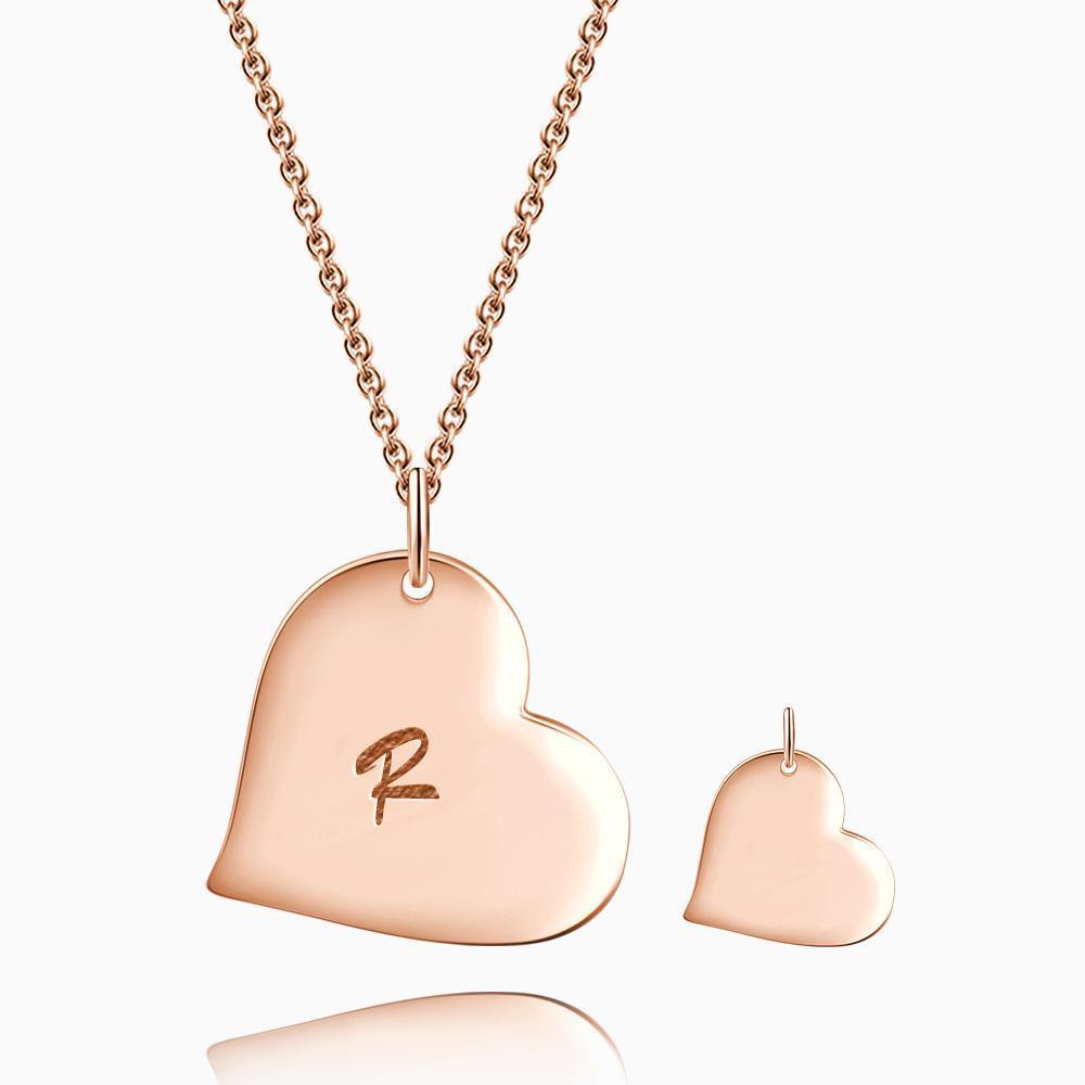 Initial Heart Necklace with Engraving - soufeelus