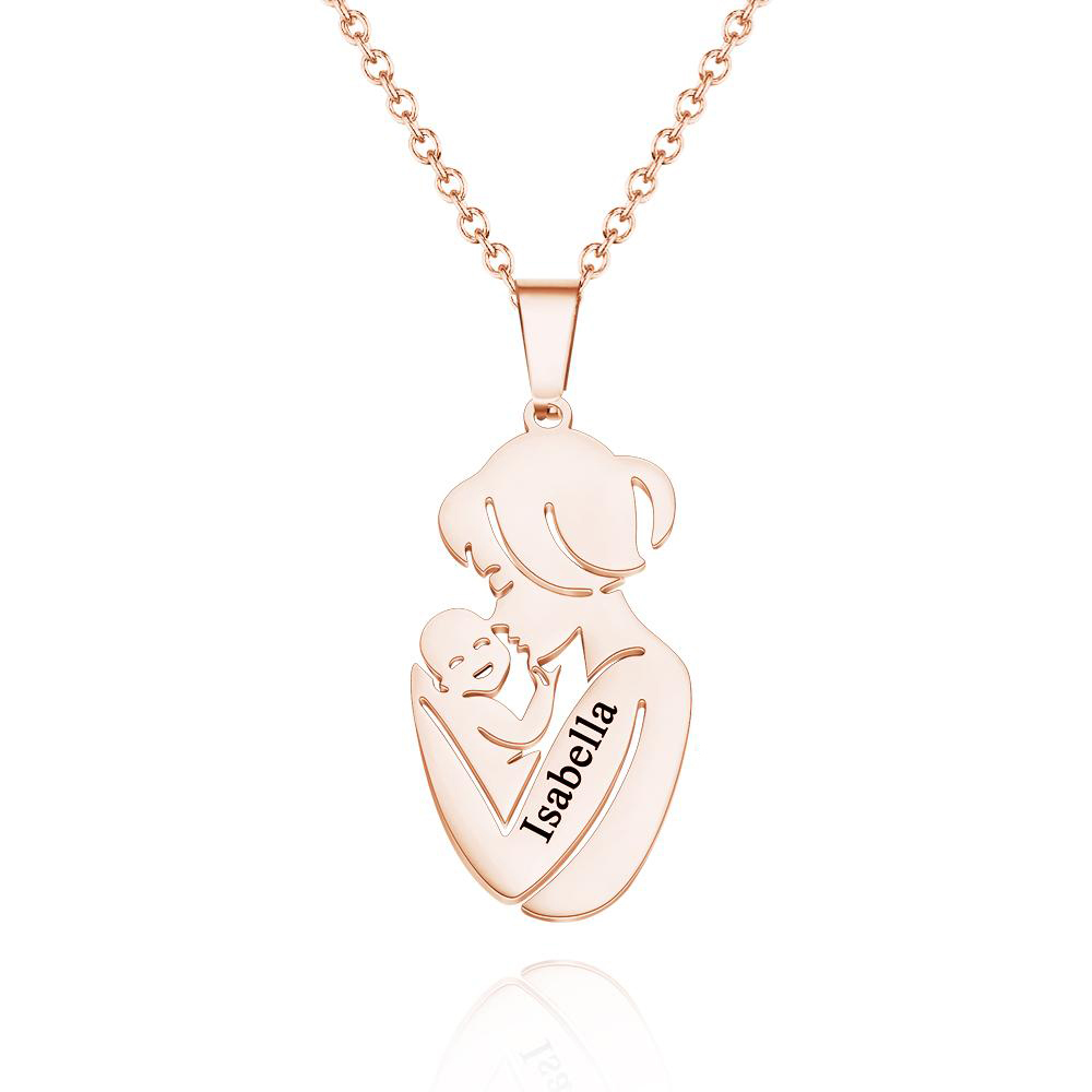 Custom Engraved Mother Baby Necklace Personalized Family Jewelry Gifts for Mother