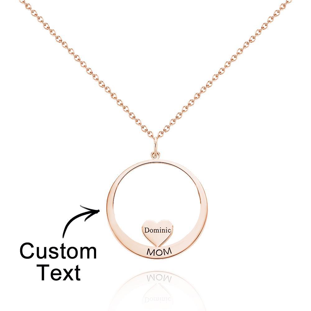 Custom Engraved Necklace Circle Hearts Mom Pendant Necklace Creative Gift - soufeelus