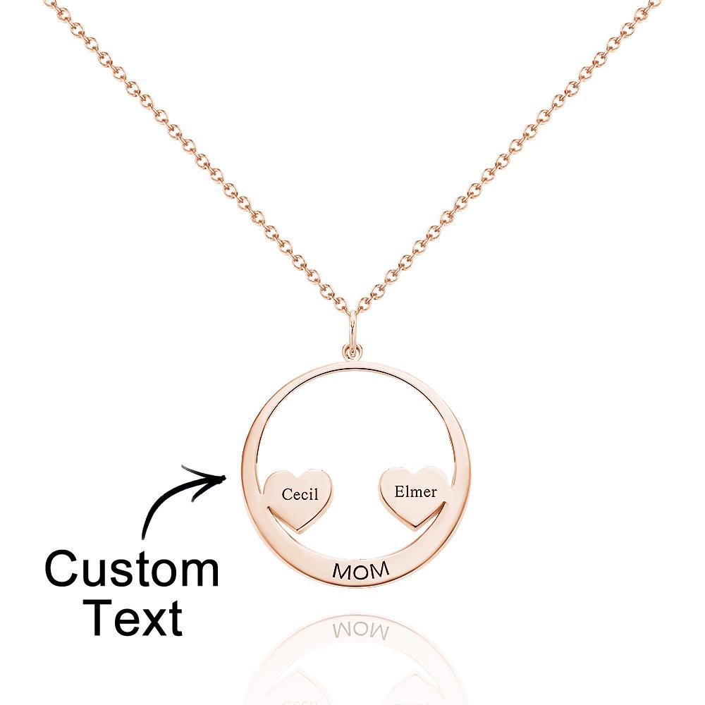 Custom Engraved Necklace Circle Hearts Mom Pendant Necklace Creative Gift - soufeelus