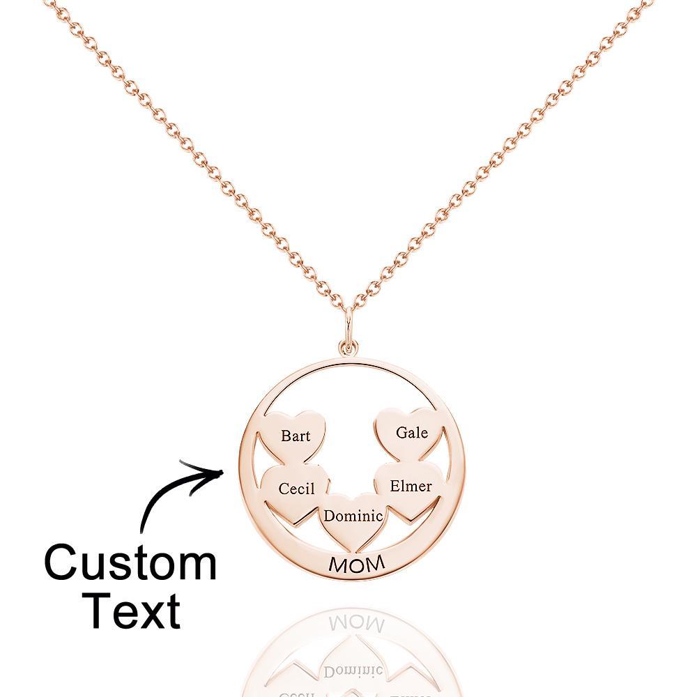 Custom Engraved Necklace Circle Hearts Mom Pendant Necklace Creative Gift - soufeelus