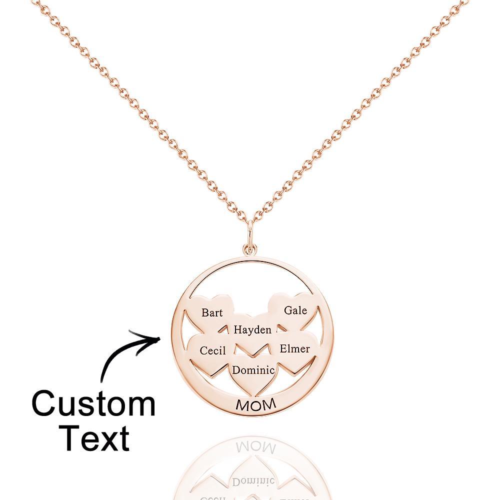 Custom Engraved Necklace Circle Hearts Mom Pendant Necklace Creative Gift - soufeelus