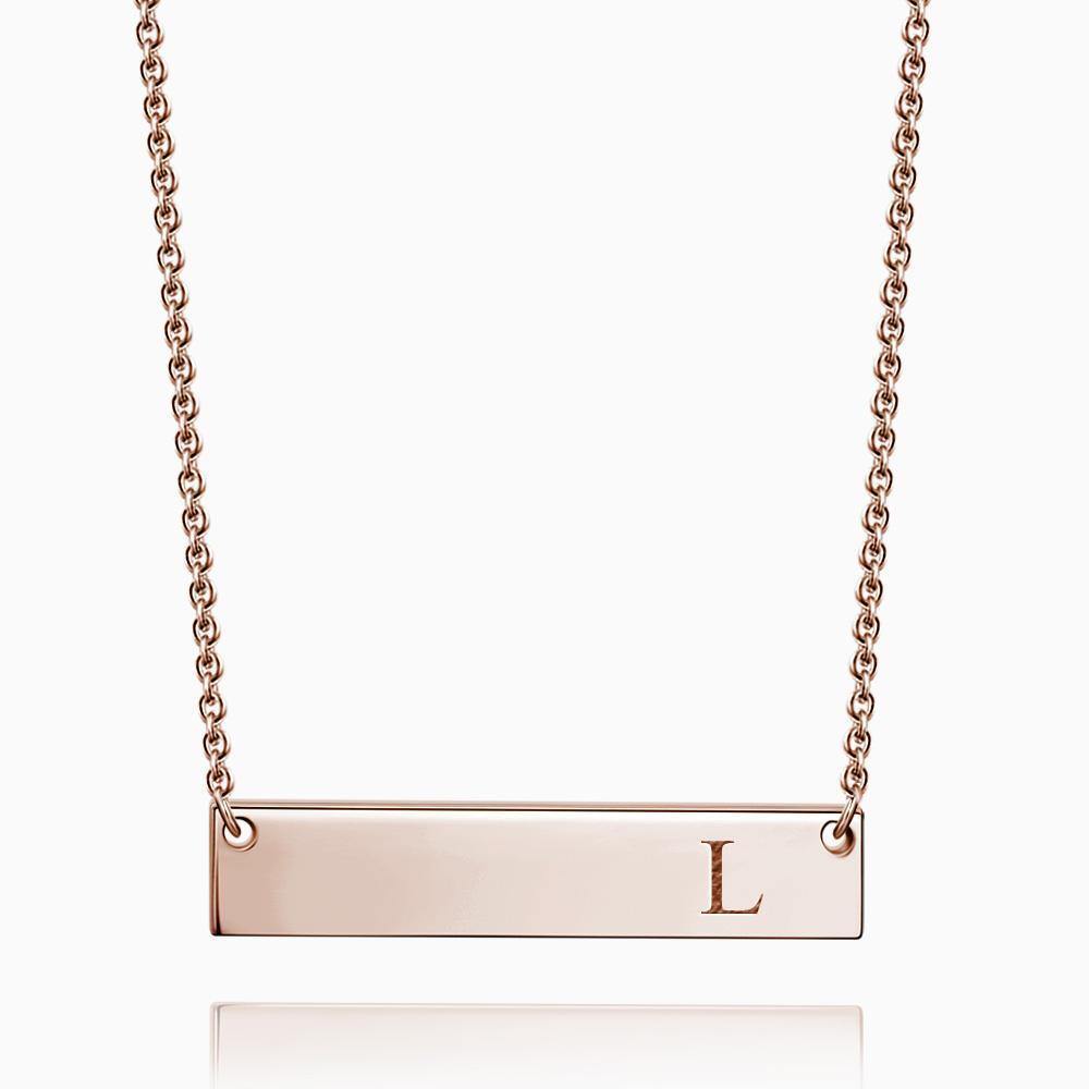 Initial Bar Necklace with Engraving 14k Gold Plated - soufeelus