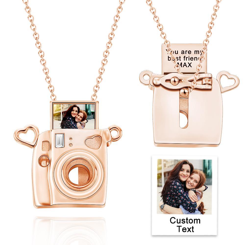 Custom Photo Engraved Necklace Camera Pendant Necklace Creative Gift for Friend - soufeelus