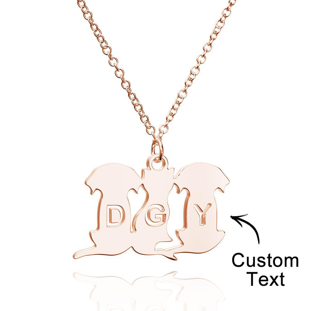 Personalized Family Animal Necklace Custom Engraved Initial Dog and Cat Necklace for Women - soufeelus