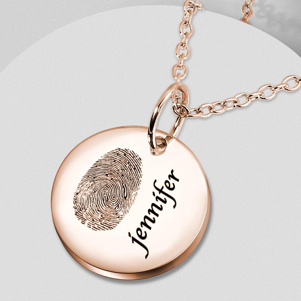 Custom Photo Necklace fingerprint Necklace Engraved Necklace Coin Necklace Gift For Boyfriend - soufeelus