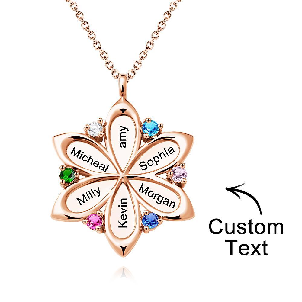 Personalized Name Flower Necklace Elegant Birthstone Pendant Necklace Jewelry Mother's Day Gifts - soufeelus