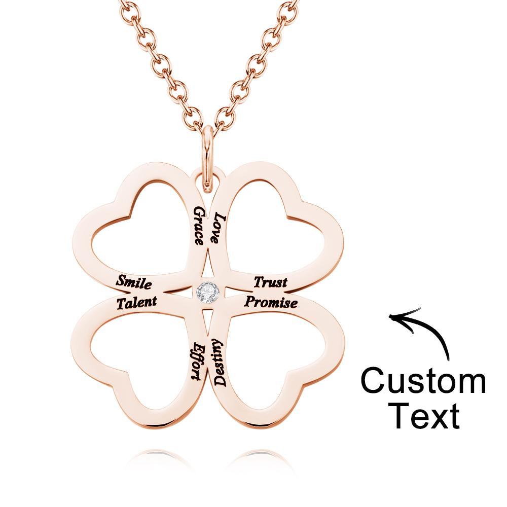 Personalized Four Leaves Clover Necklace Custom Unique Name Necklace for Her - soufeelus