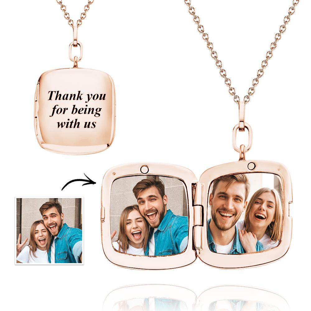 Custom Locket Photo Necklace Personalized Engraved Memorial Picture Pendant Gift For Her - soufeelus