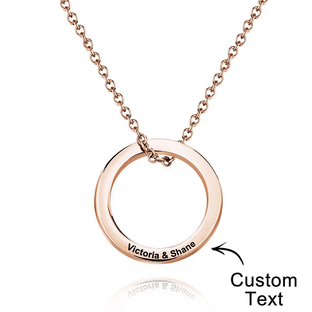 Personalized Leather Chain Necklace with Stainless Steel Circle Pendant - soufeelus