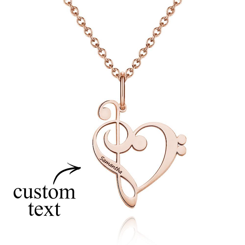 Personalized Treble Clef Bass Clef Music Teacher Gift Engraved Necklace Music Note Appreciation Jewelry for Piano Teacher - soufeelus