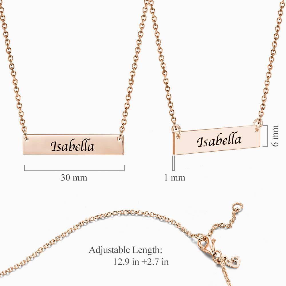 Children's Engraved Bar Necklace Rose Gold Plated - soufeelus