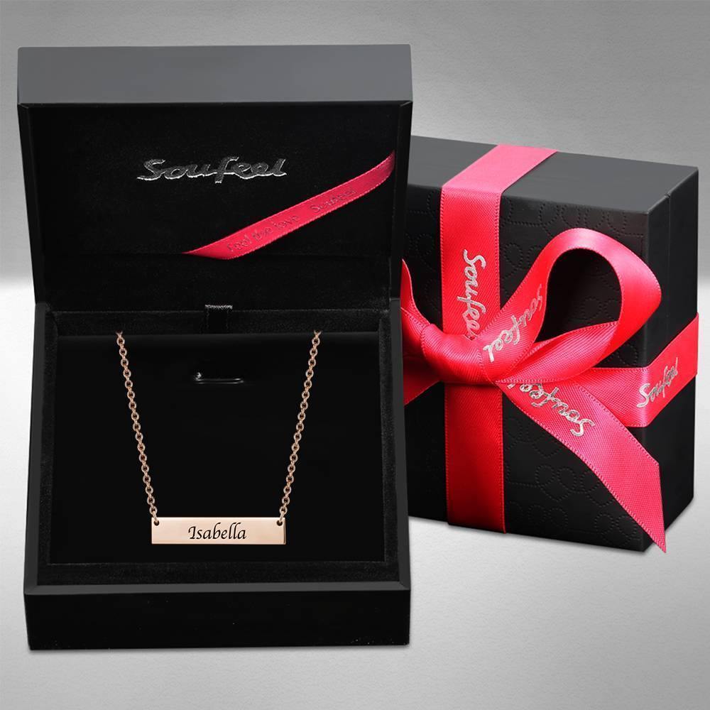 Children's Engraved Bar Necklace Rose Gold Plated - soufeelus