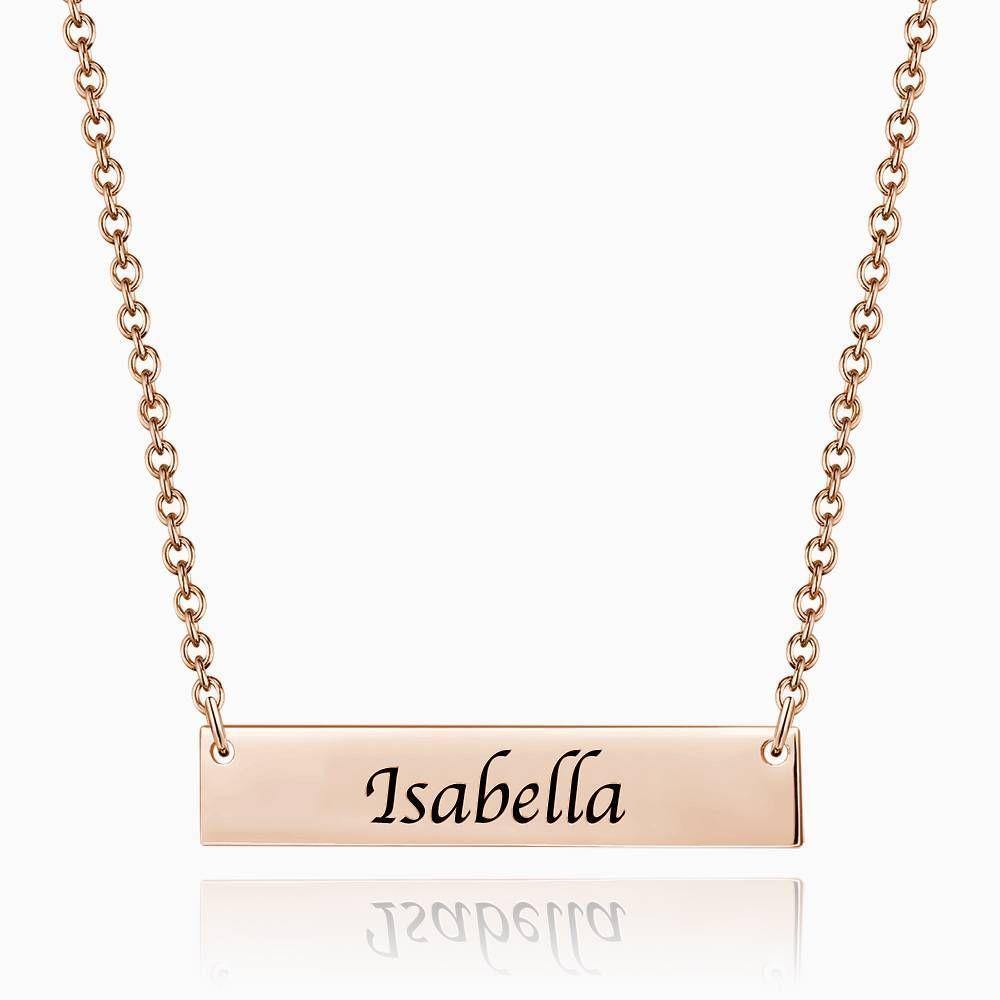 Children's Engraved Bar Necklace Rose Gold Plated - soufeelus