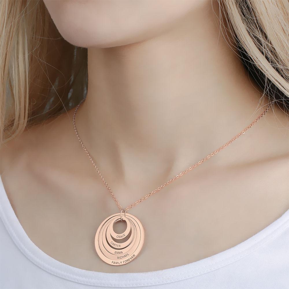 Personalized Engraved Necklace, Five Disc Name Necklace Rose Gold Plated - Rose Gold