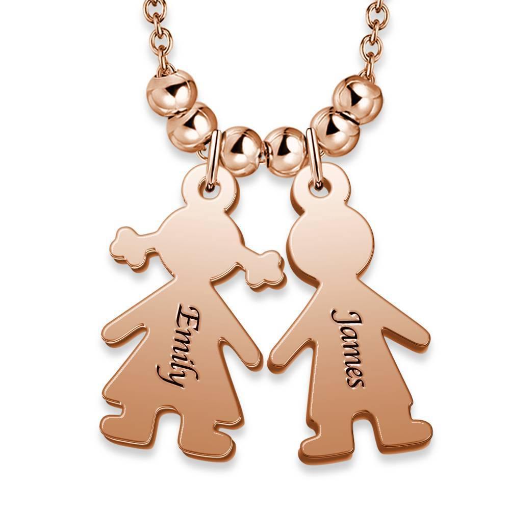 Engraved Necklace, Children Charms Necklace Mom Jewelry 14K Gold Plated - Golden - soufeelus