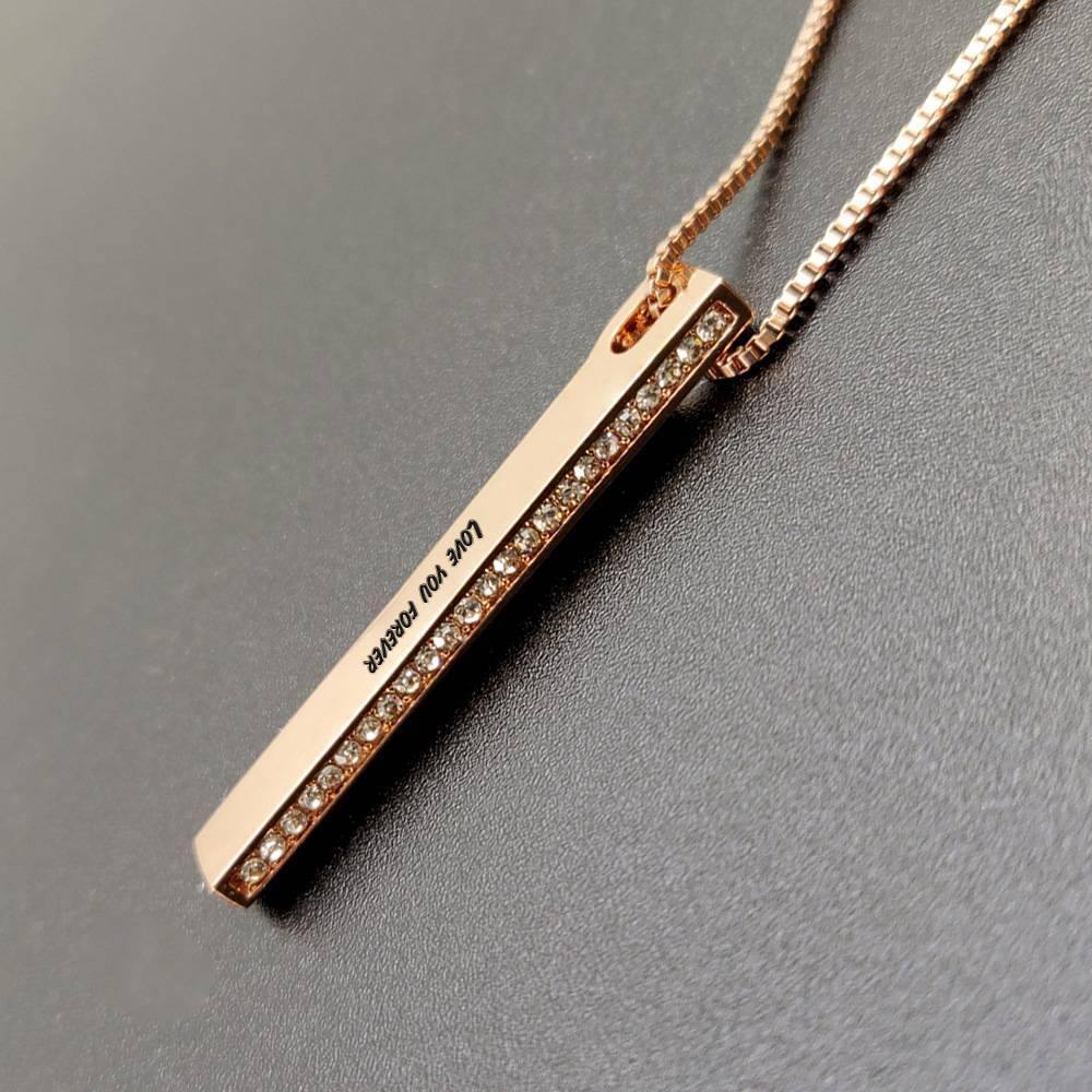 Engraved Necklace Name Necklace with Diamond Box - soufeelus