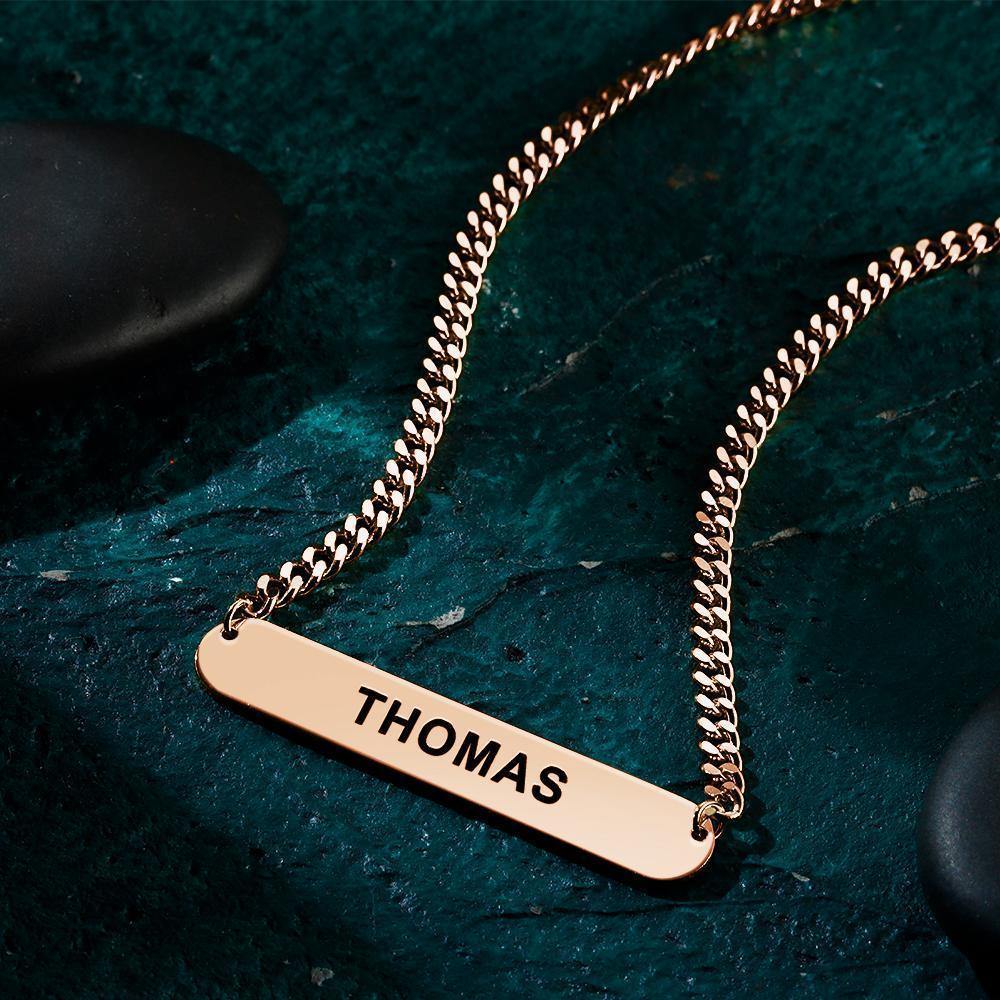 Custom Men's Necklace Engraved Necklace Thick Chain Punk Rose Gold Plated - soufeelus