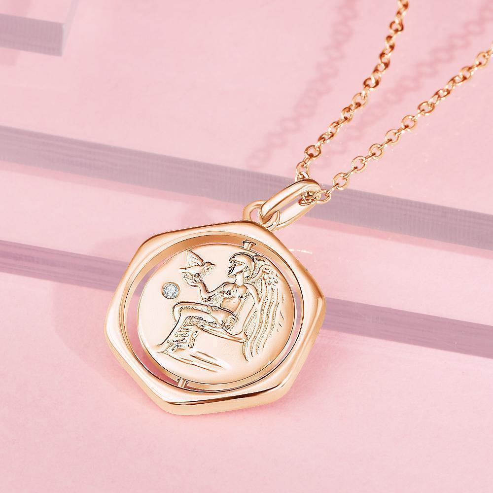 Engraved Necklace Victory Wishing Coin Necklace Gift for Her Rose Gold Plated - soufeelus