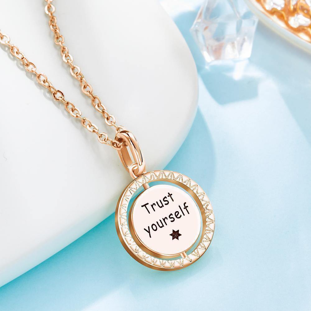 Engraved Necklace with Sunshine Necklace Gift for Her Rose Gold Plated - soufeelus