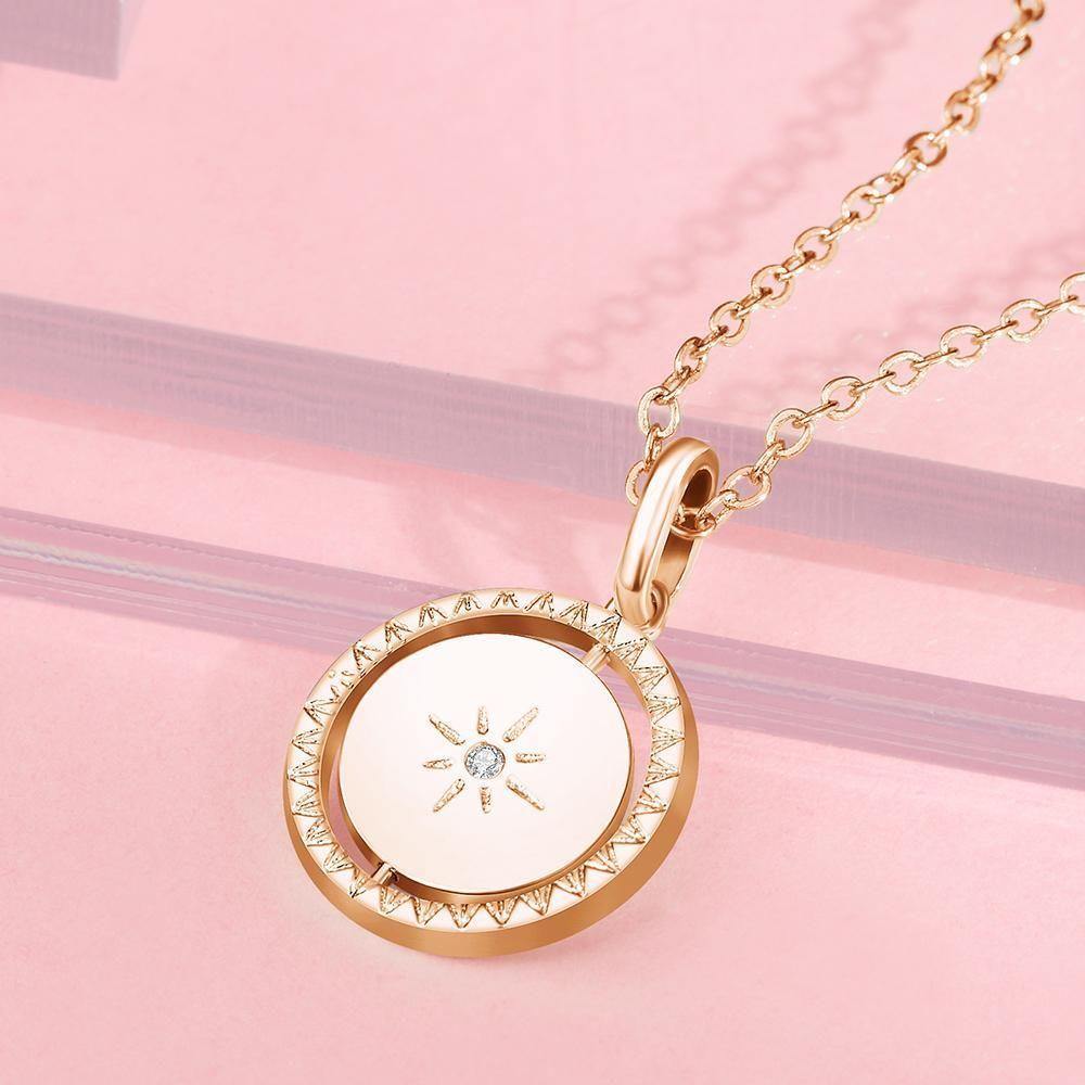 Engraved Necklace with Sunshine Necklace Gift for Her Rose Gold Plated - soufeelus