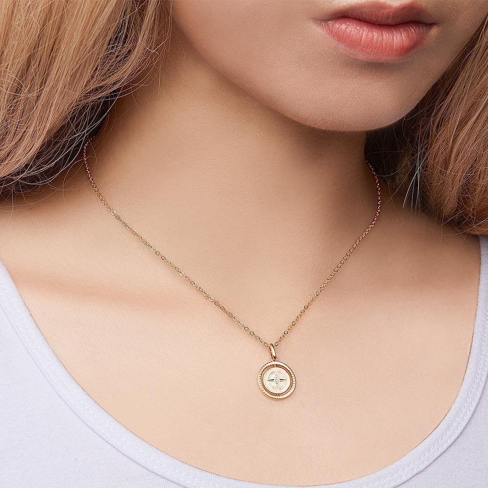 Engraved Necklace Guide Coin Necklace Gift for Her Rose Gold Plated - soufeelus