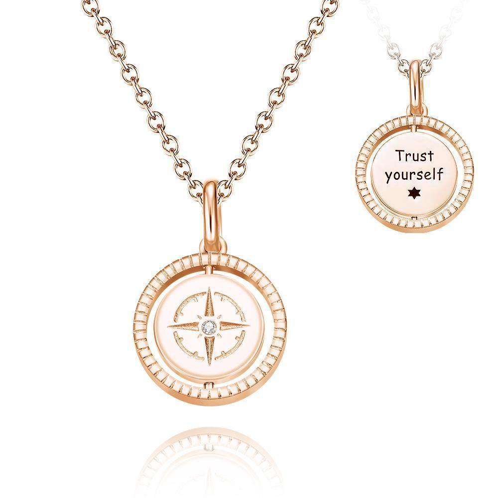 Engraved Necklace Guide Coin Necklace Gift for Her Rose Gold Plated - soufeelus