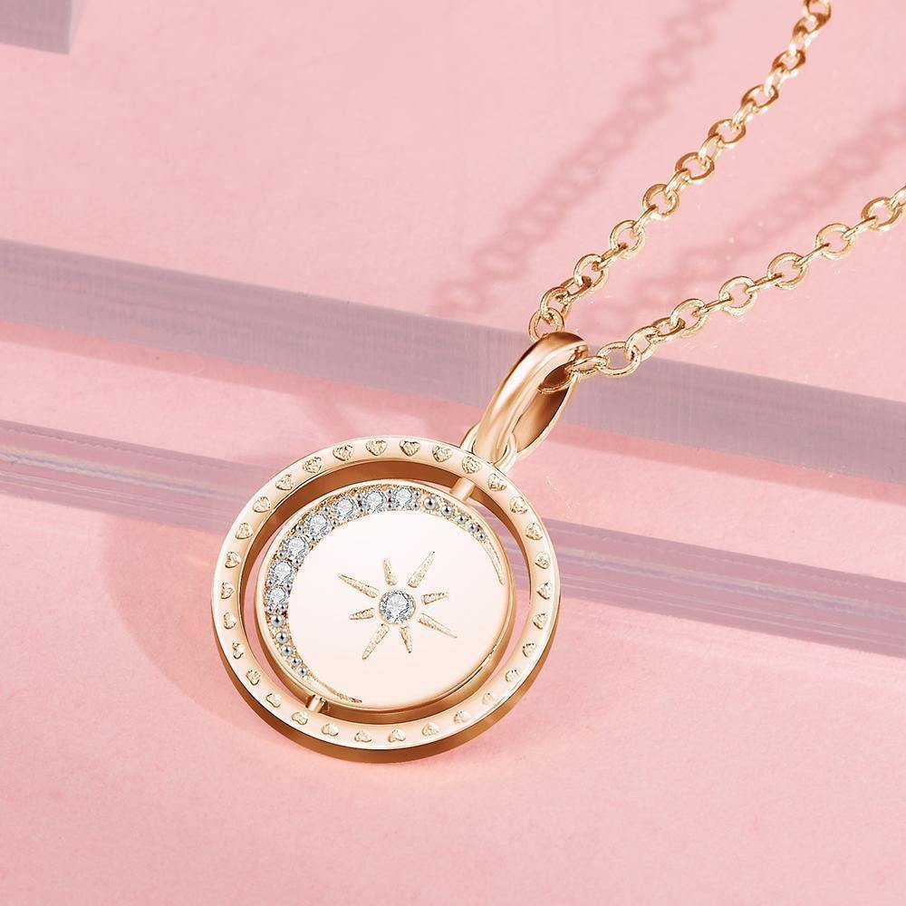 Engraved Necklace Blessing Coin Necklace Gift for Her Rose Gold Plated - soufeelus