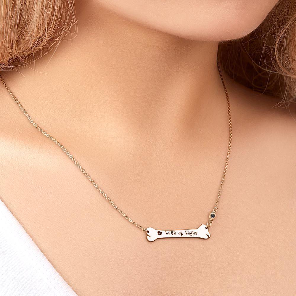 Engraved Necklace Name Necklace Bone Bar Necklace with Broken Heart Gifts Rose Gold Plated Silver - soufeelus