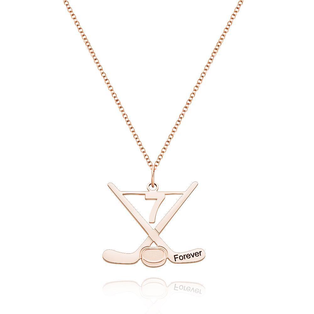 Custom Engraved Hockey Necklace Ice Hockey Sticks Jewelry Creative Gift