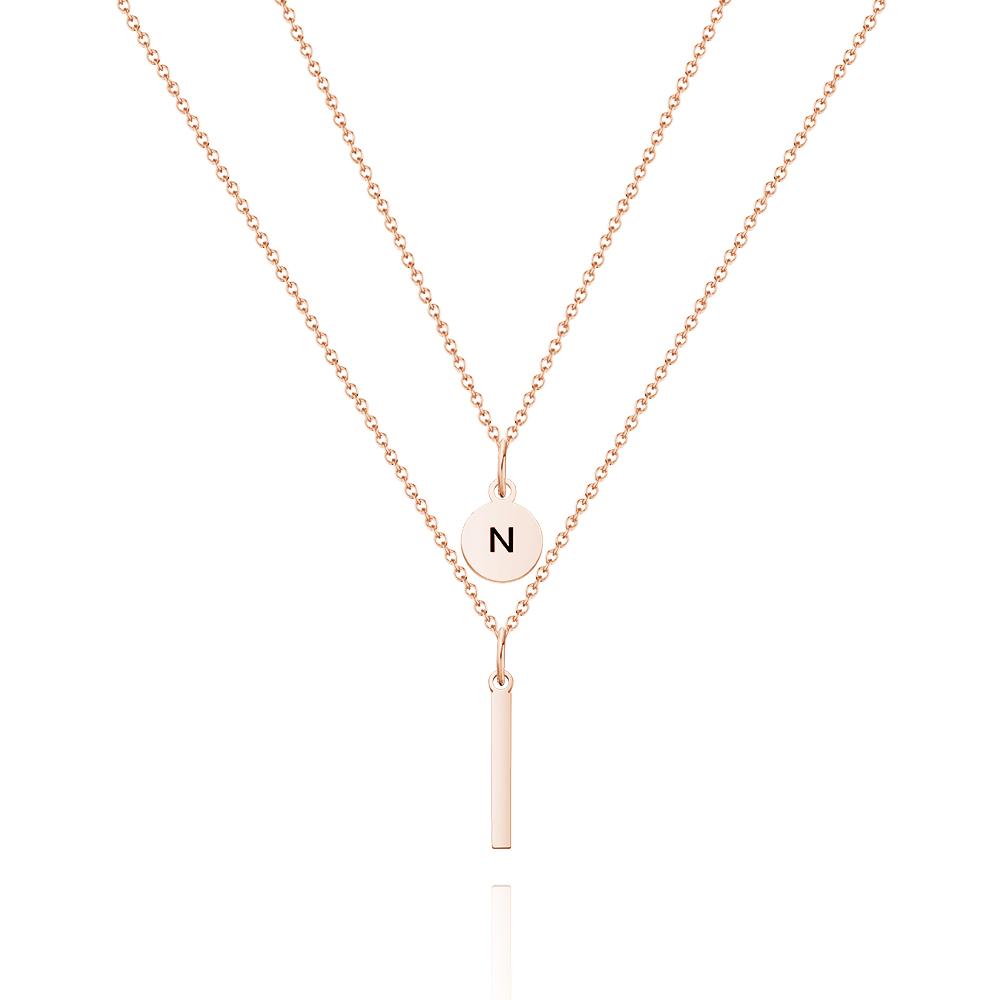 Custom Engraved Disc Necklace Engraved Initial Necklace Combo Necklaces Set