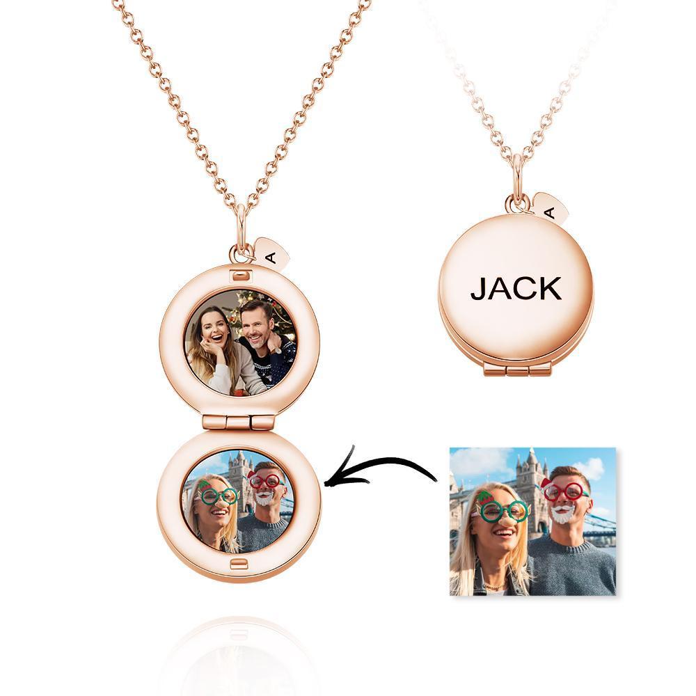 Custom  Photo Engraved Necklace Earth Modeling Flip Photo Creative Gift