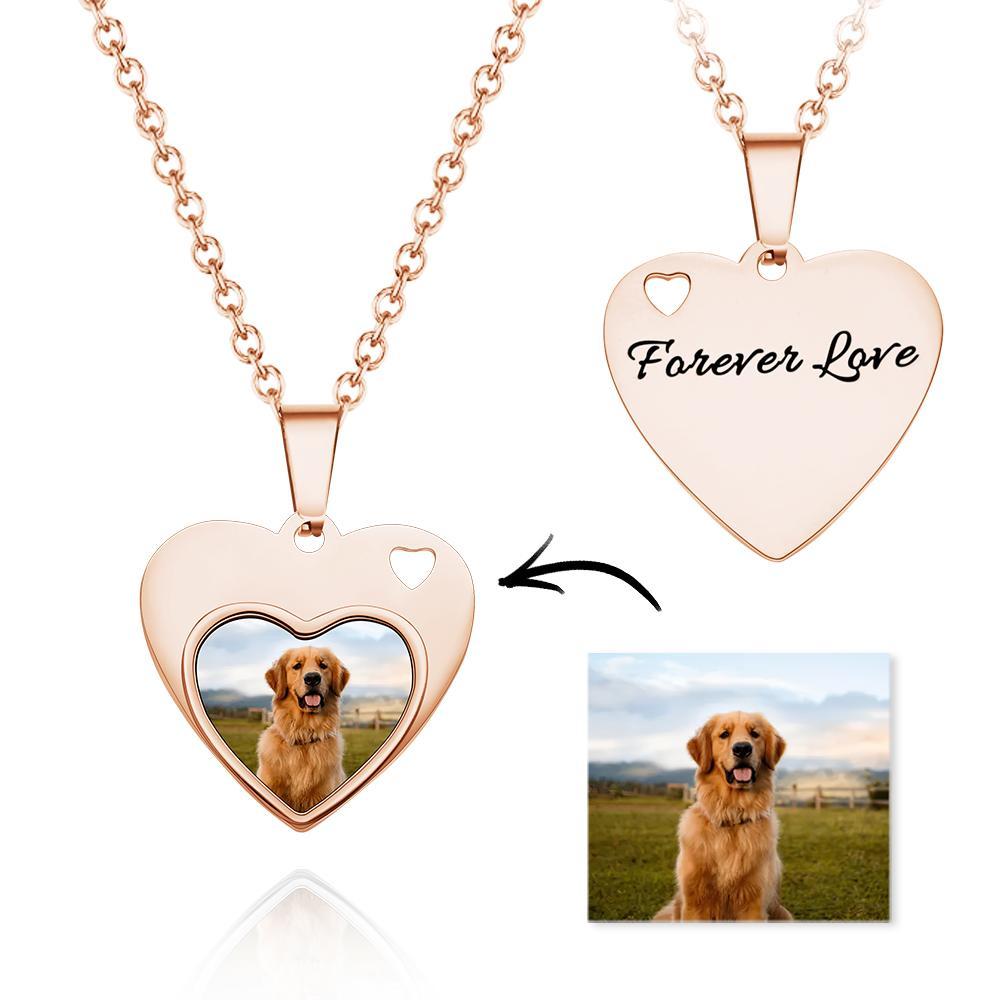 Custom Photo Engraved Necklace Heart Pet Gifts -