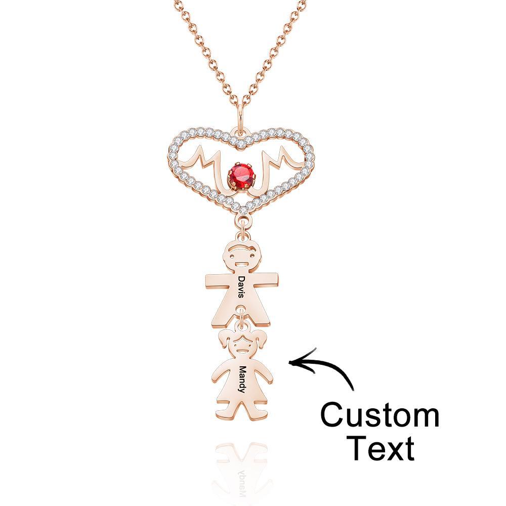 Custom Engraved Necklace Heart Shaped Mother with Child necklace Gift for Mom -