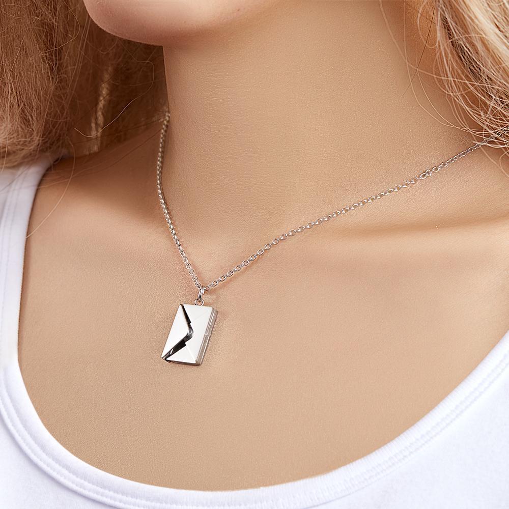 Custom Photo Necklace Engraved Text Jewelry and Key Chains Envelope Letter Secret Message Creative Gifts for Valentines' Day - soufeelus