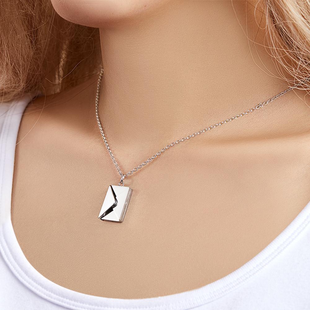 Custom Engraved Necklace Envelope Letter Secret Message Creative Gifts - 