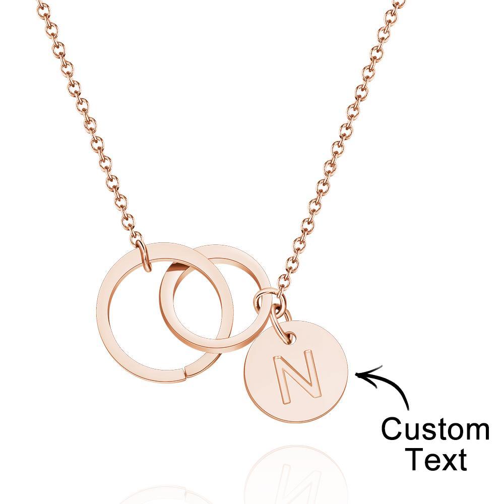 Custom Engraved Necklace Two Interlocking Circles Creative Gifts - soufeelus