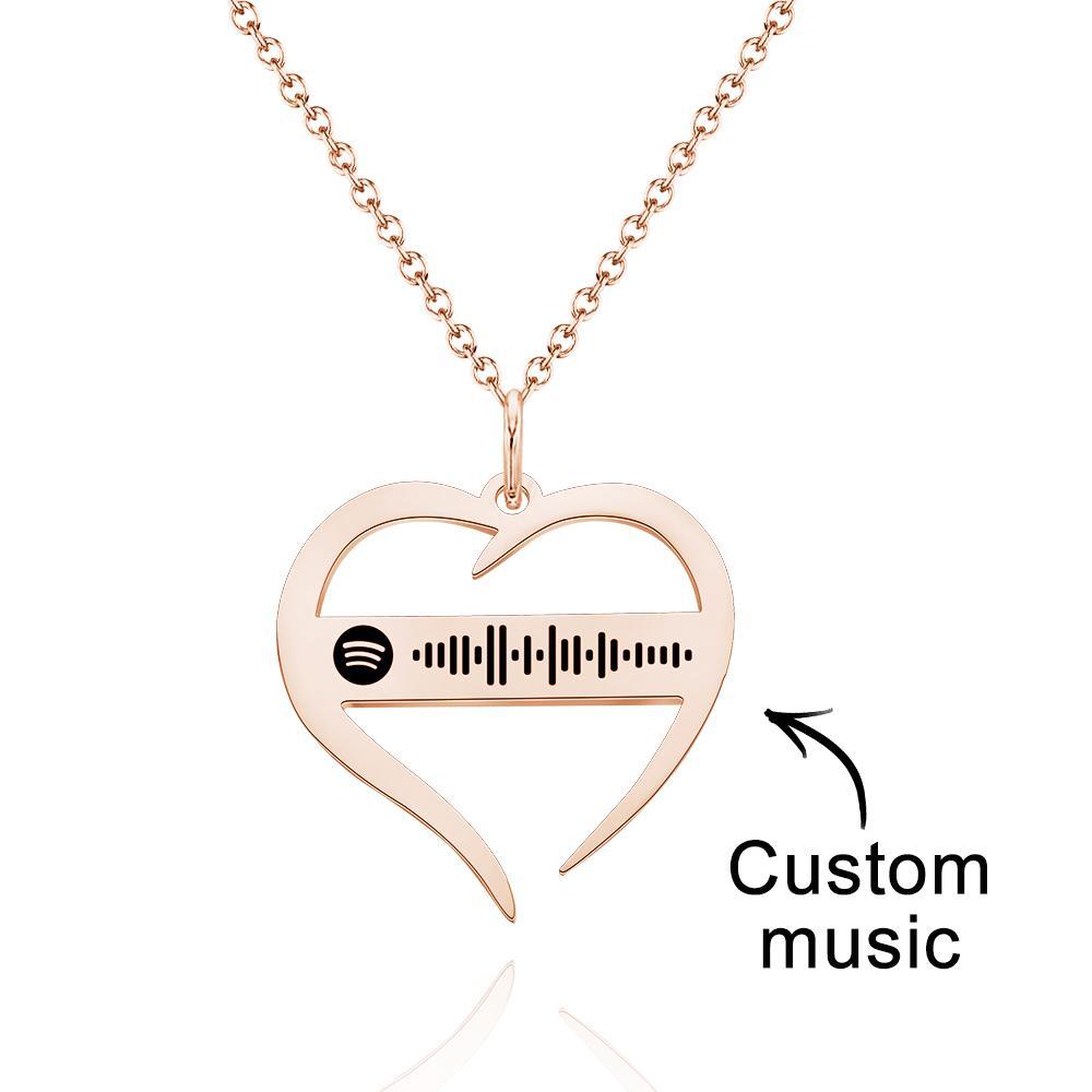 Scannable Spotify Code Necklace Hollowed Heart Shaped Necklace Gifts for Girlfriend - soufeelus