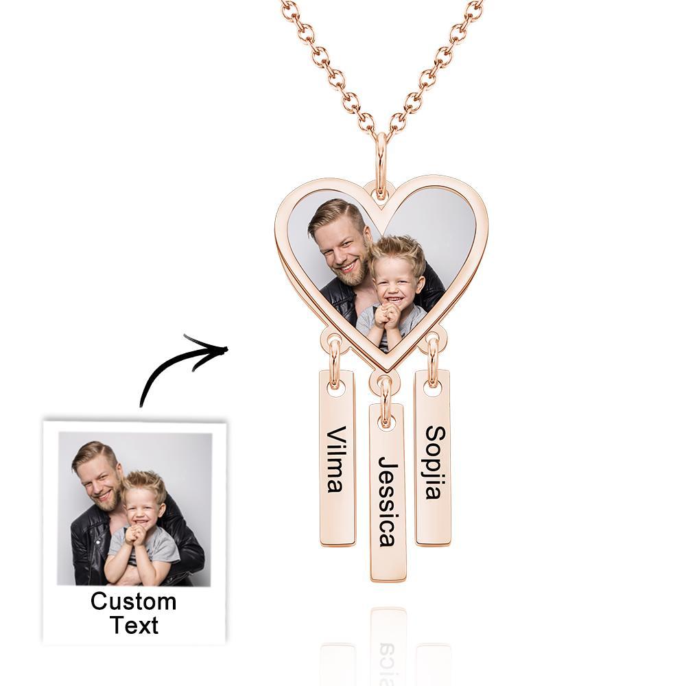 Custom Photo Engraved Necklace Heart Shaped Optional Pendant Necklace - soufeelus